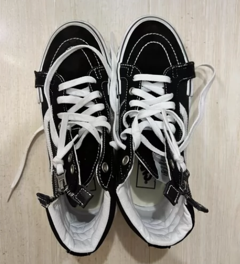 韩国专柜自购闲置vans中帮拼皮鞋37码数...