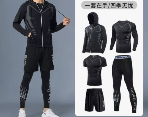 健身服跑步衣服男晨跑速干衣装备紧身训练房运...