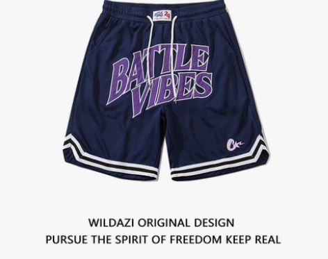 野生阿子复古美式街头短裤男女刺绣五分裤国潮...