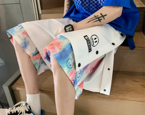 排扣短裤男士夏季潮牌裤子大码裤衩宽松休闲运...