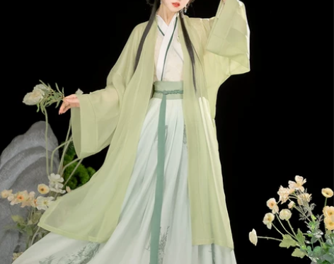 原创宋制汉服女中国风交领绿色襦裙超仙气飘逸...