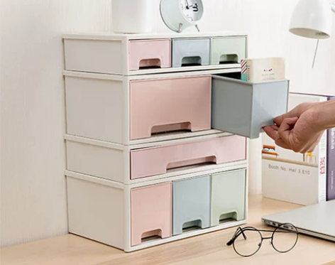 桌面收纳盒化妆品口红办公桌收纳柜网红宿舍神...
