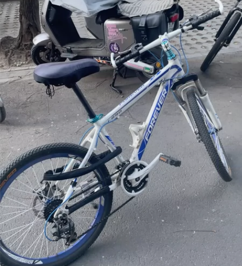 永久车架17寸自行车24速，孩子骑小了，正...