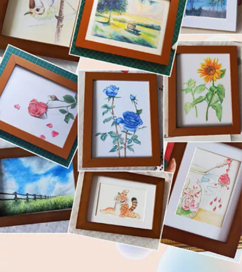 水彩彩铅圆珠笔画,纯手绘,带框包邮 家里画...