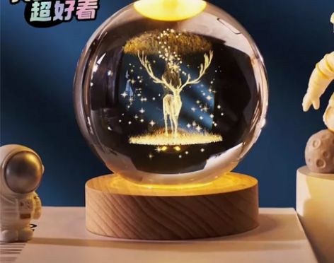 【捡漏清仓】发光水晶球星球小夜灯创意水晶摆...