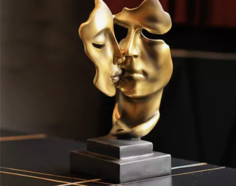 【欧式沉默是金】情侣抽象人物雕塑摆件家居客...