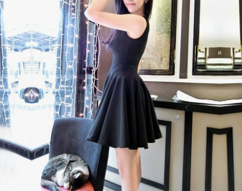 气质爆棚 立体裁剪无袖超级修身收腰A字超级...