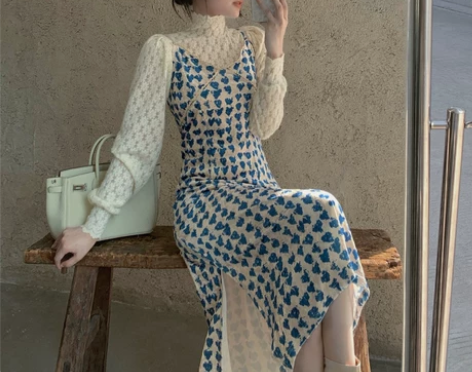 大码胖妹妹显瘦套装裙子女春装新款时尚气质丝...