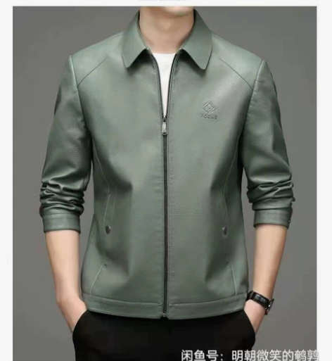 2022秋冬高档男士进口山羊皮皮衣皮夹克中...