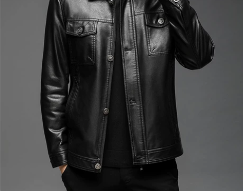 啄木鸟真皮皮衣男2023新款男士皮夹克春秋...