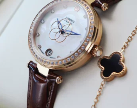 罗宾尼女士手表防水贝母女表新款2022真皮...