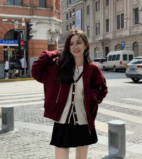 肉完美式复古棒球服女春秋小个子ins潮早秋...
