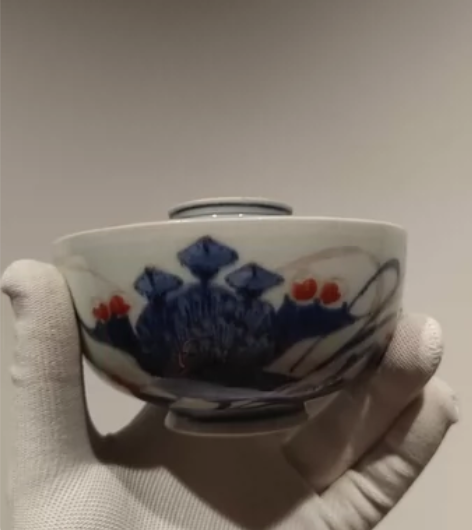 日本回流 青花 彩绘 老盖碗 大年份了！盖...