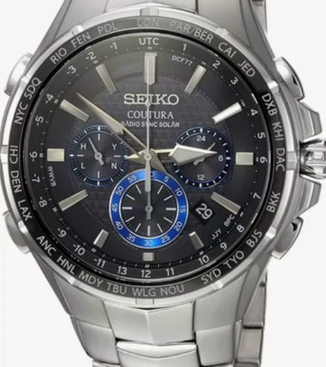 Coutura 男士无线电同步太阳能计时手...