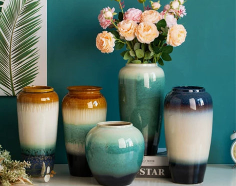 现代简约水培陶瓷花瓶摆件客厅插花鲜花复古富...