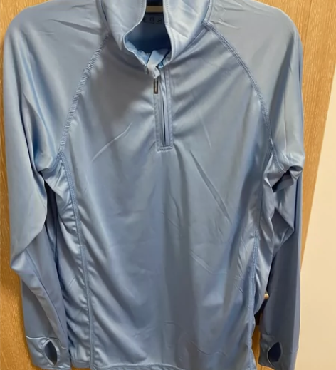 瑜伽上衣潮牌牛货加倍速干半拉链浅蓝色健身外...