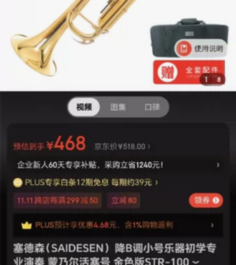塞德森（SAIDESEN） 降B调小号乐器...