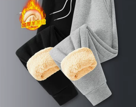 仿羊羔绒裤子男秋冬季加绒加厚男士休闲裤新款...