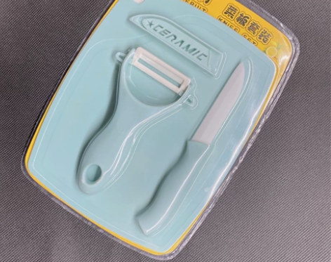 陶瓷水果刀，三件套。菜板+削皮器+3寸水果...