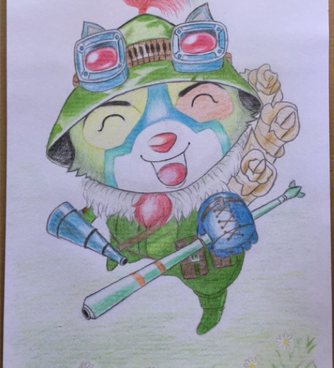 手绘彩铅画，提莫队长，8K 感兴趣的话点“...