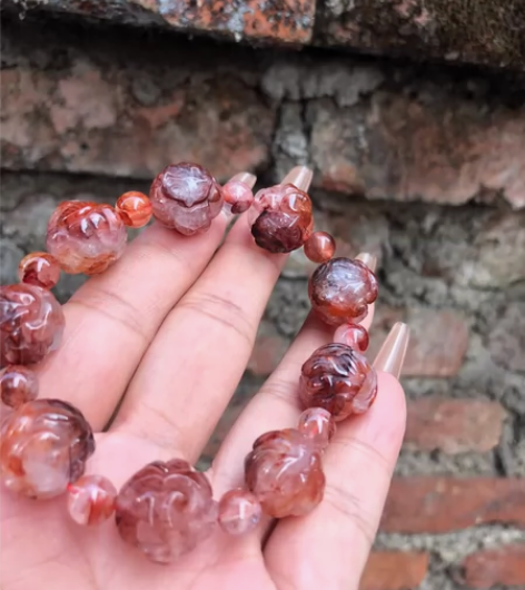 15m红胶花狐球手链手串，纯天然无优化红胶...