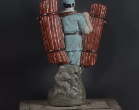 景德镇雕塑瓷厂厂货瓷器张思德人物塑像摆件古...