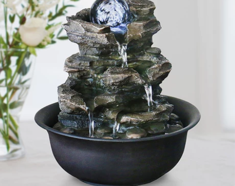 客厅招财假山流水喷泉电视柜小摆件风水球桌面...