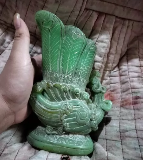 高古玉古玩玉器乾隆年制天然岫玉做旧古董老物...