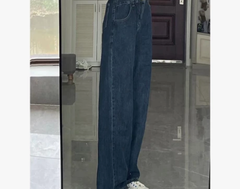 大码胖妹妹韩版百搭设计感高腰不规则垂感直筒...