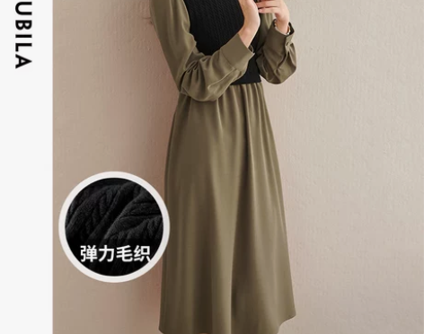 ?假两件连衣裙女秋冬新款收腰法式宫廷风泡泡...