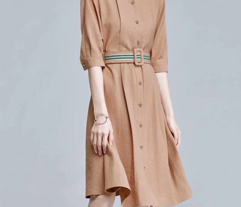 尚都比拉 卡其色中袖连衣裙，全新，XXL码...