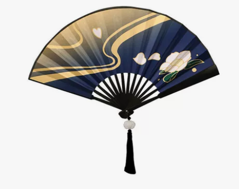 原神神里绫华cos扇子印花双面绢布折扇 有...