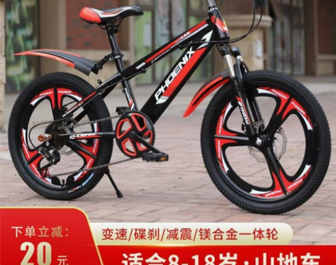 凤凰儿童自行车8-10-12岁中大童 学生...
