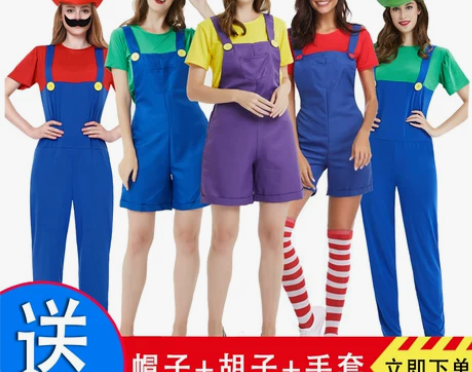 万圣节服装超级玛丽成人女款连衣裙cos学校...