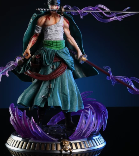 【实拍】海贼王浴血索隆GK手办,20cm高...