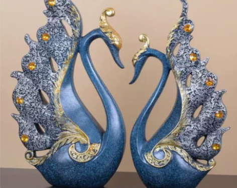 欧式现代轻奢高档电视柜天鹅摆件酒柜装饰品客...