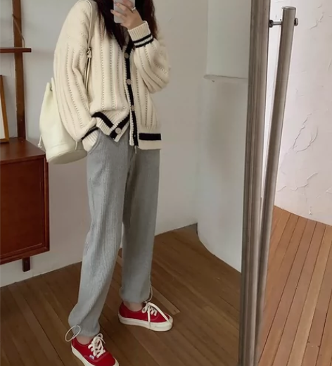 EKOOL定制 松紧束脚灰色运动裤女秋冬高...