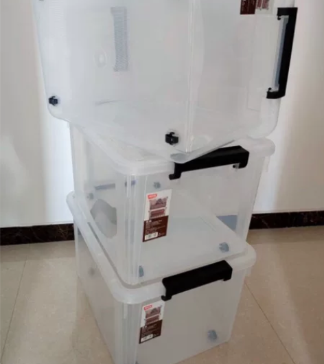 禧天龙 加厚收纳箱大号55升×3个 透明储...