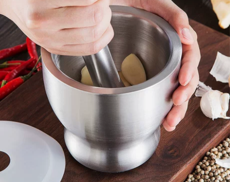 304不锈钢捣碎器家用研磨手动石臼擂钵捣蒜...