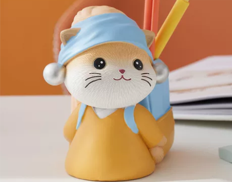 创意猫咪笔筒摆件办公室桌面装饰女孩生日礼物...