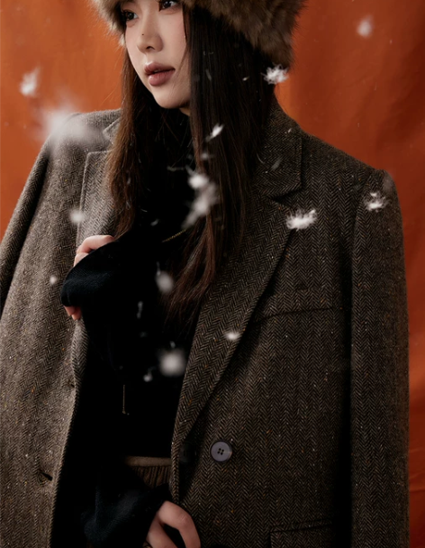 蓝语大码女装胖mm高级感90白鸭绒羽绒大衣...