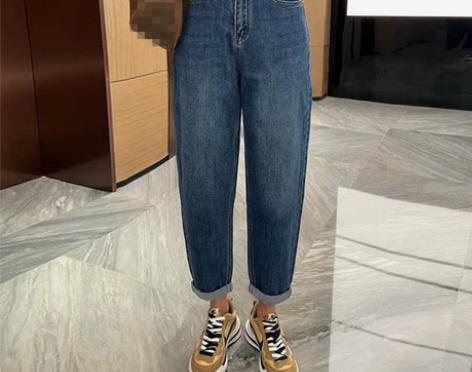 200斤哈伦牛仔裤女直筒宽松秋装2021年...