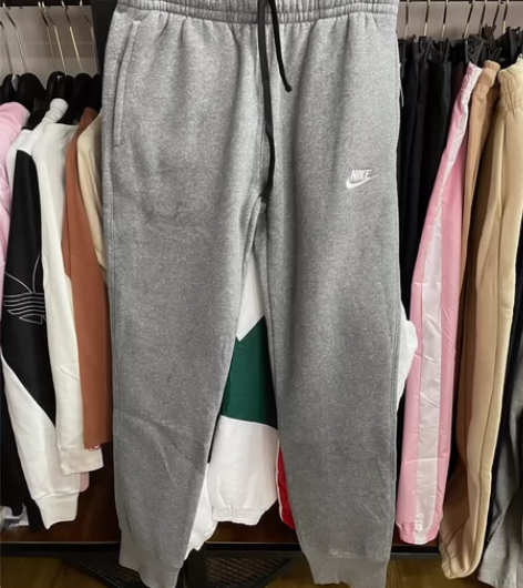 耐克男秋冬加绒加厚烟灰色针织纯棉运动卫裤修...