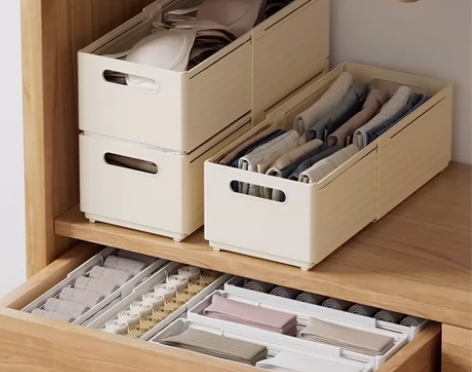 伸缩收纳盒厨房深柜抽屉橱柜子零食直角储物分...