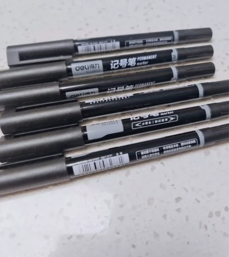 得力双头记号笔勾线笔批发黑色美术专用儿童幼...