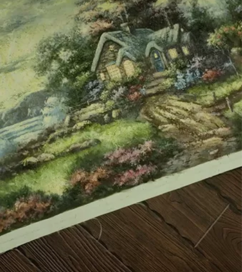 未装裱 欧洲大尺寸手绘风景油画 装饰画 湖...