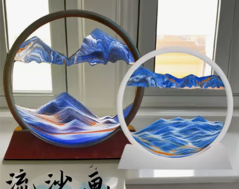 创意3D流沙画沙漏摆件桌面装饰品摆件圆盘流...
