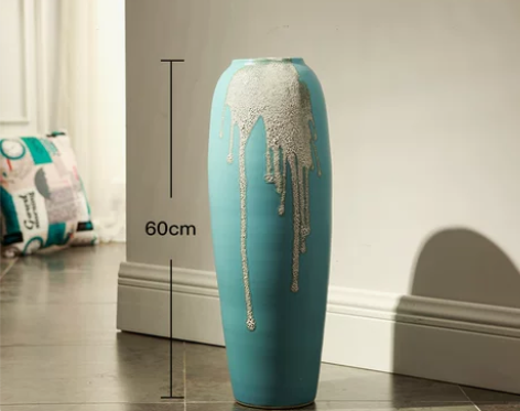 景德镇干花落地花瓶大号陶瓷客厅玄关欧式现代...