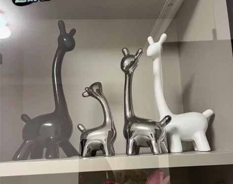 高级小众感客厅摆件装饰品小鹿一家四口电视柜...