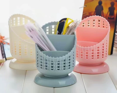 桌面化妆品收纳盒小笔筒创意时尚可爱多功能收...